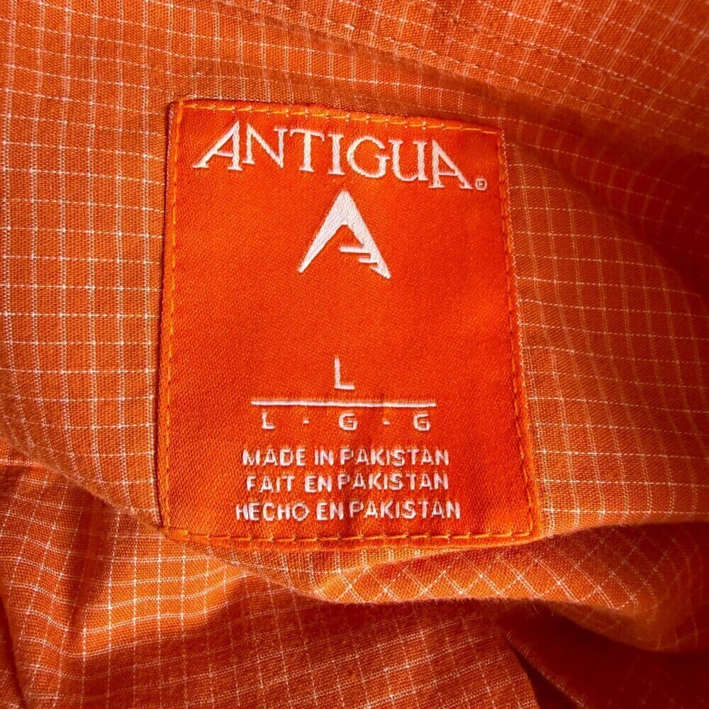 Auburn Tigers ANTIGUA Men's Long Sleeve Button Down Shirt, Sz L, Orange & White